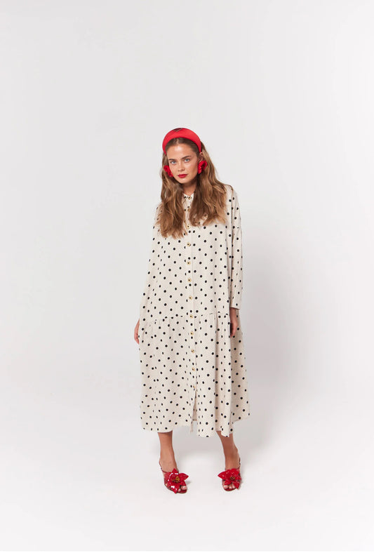 Luna Midi Dress- Oak Polka