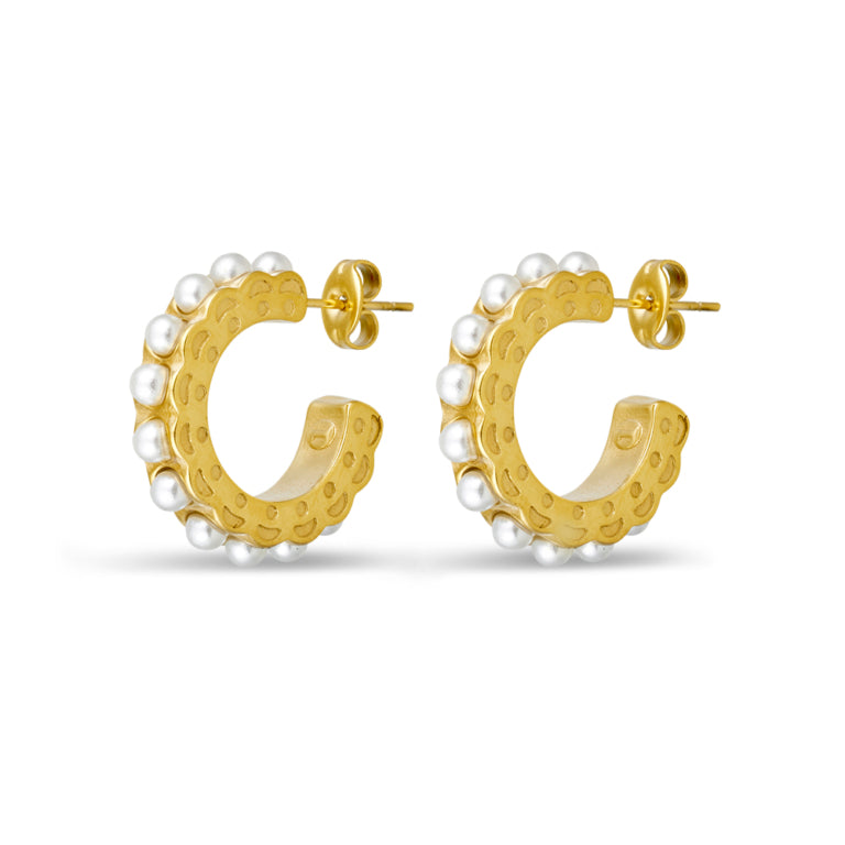 Allure Gold and Pearl Hoop Earrings