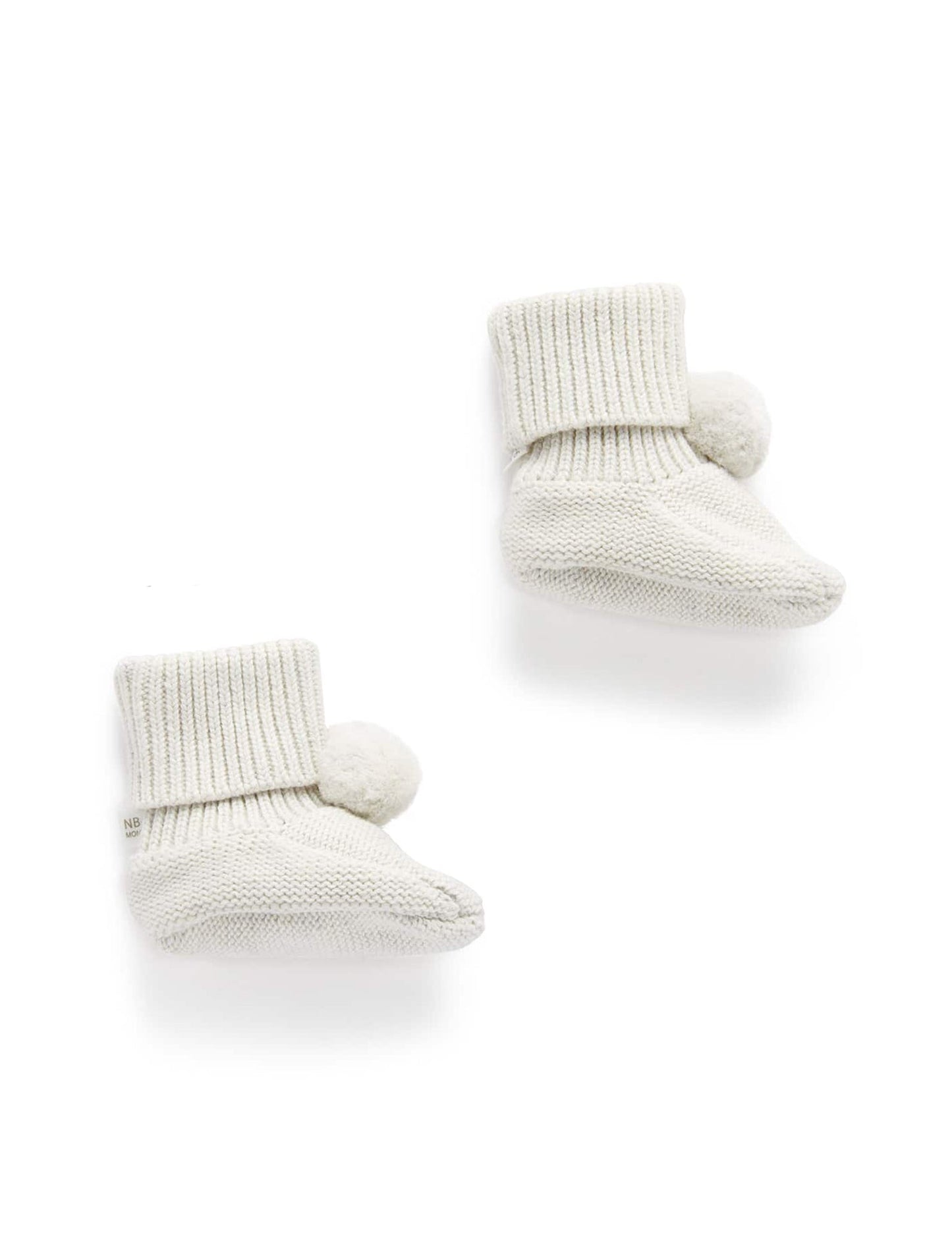 Purebaby Pom Pom Booties - Cloud Melange