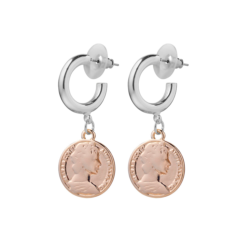 Allure Coin Earring - Two Tone Rose Gold