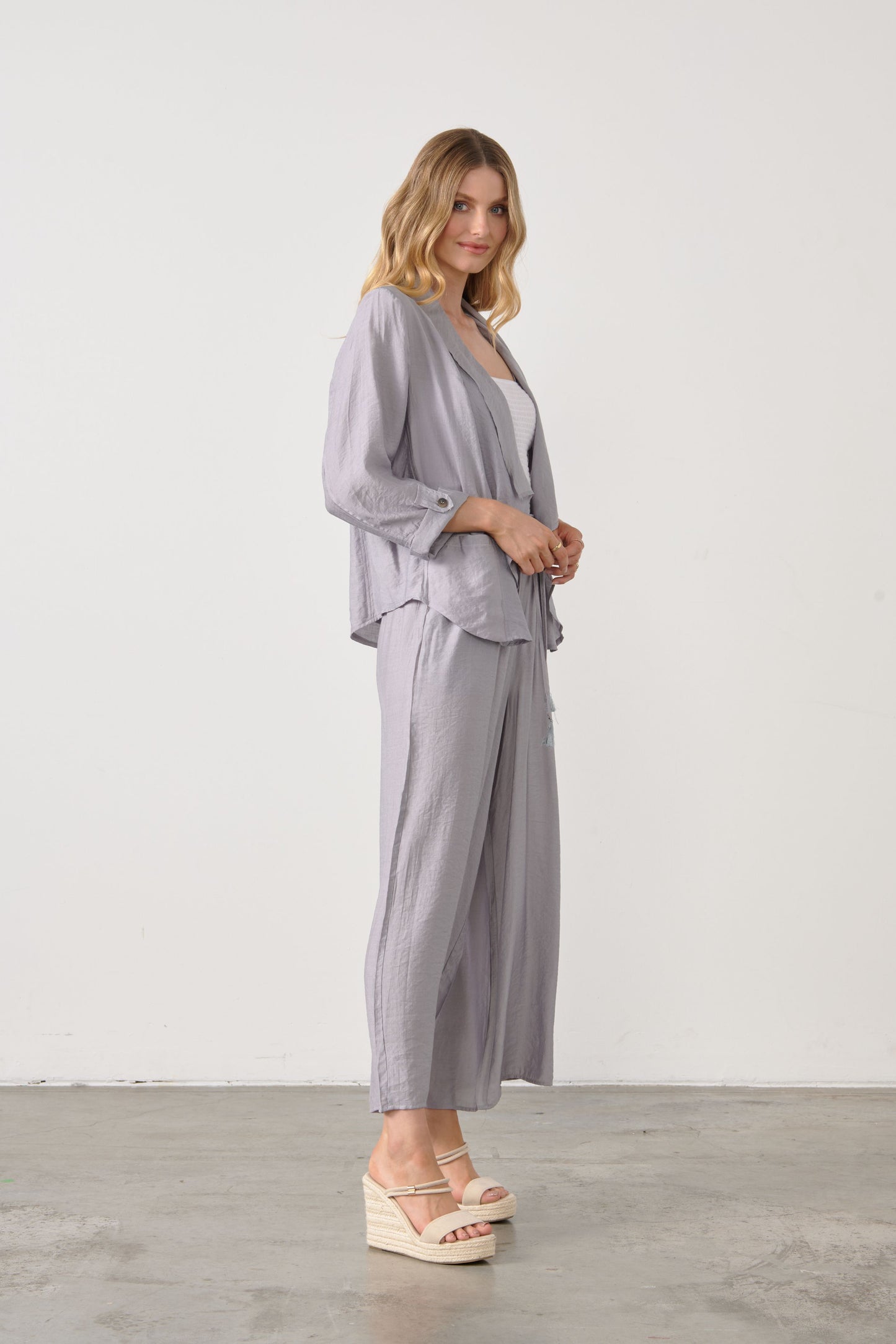 Holmes Wide Leg Pant - Silver