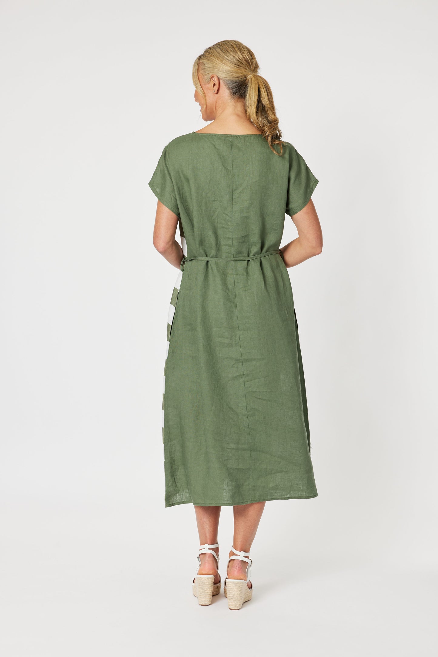 Patio Stripe Dress- Khaki