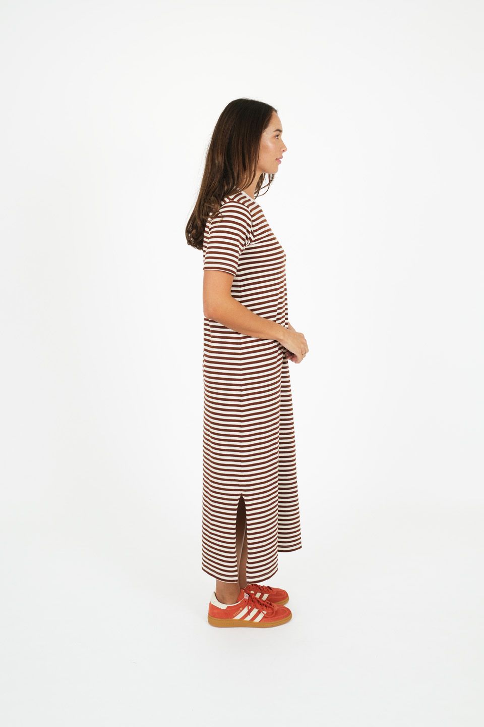 Voyager Striped Dress - Brown & Whte